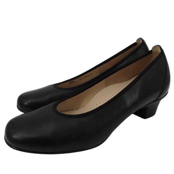 SAS Shoes - SAS MILANO Women 8.5 M Black Leather Round Toe Heels Pumps Shoes Made in USA